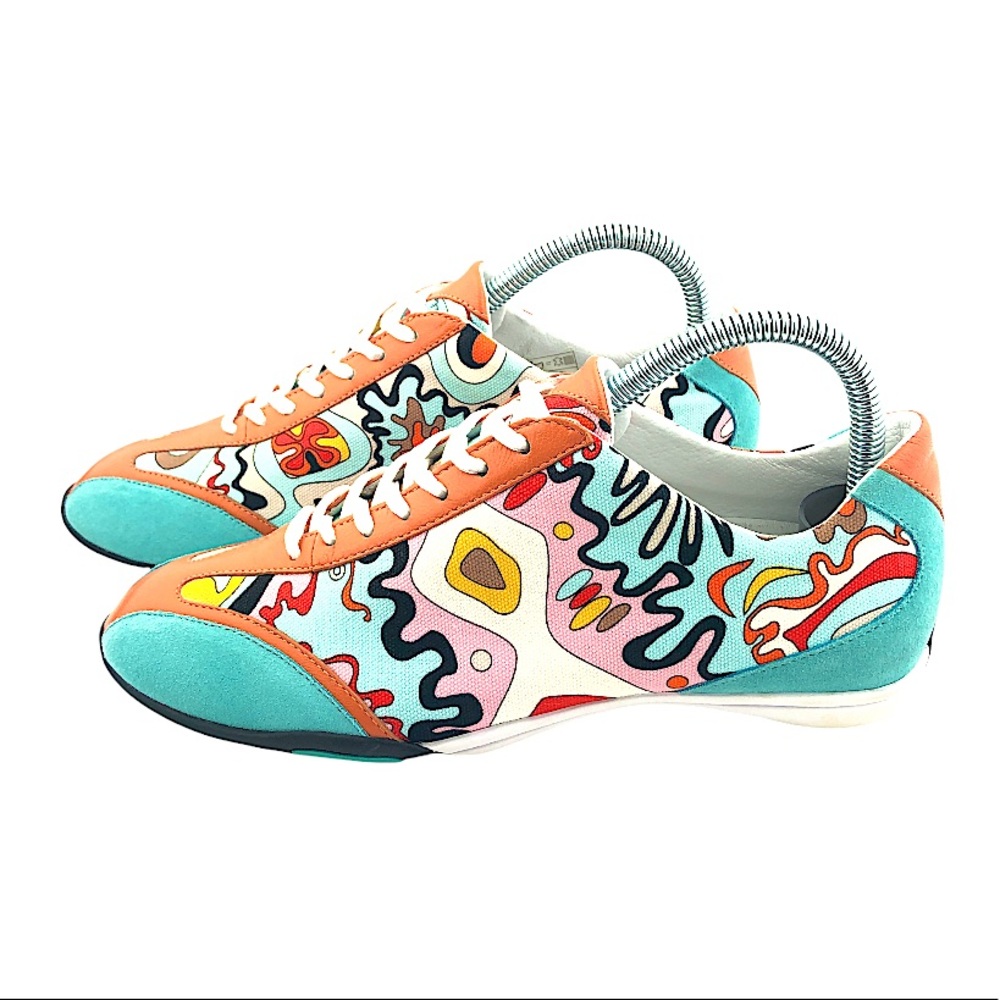 EMILIO PUCCI teal orange fashion SNEAKERS tag says size 5, but they are a size 7